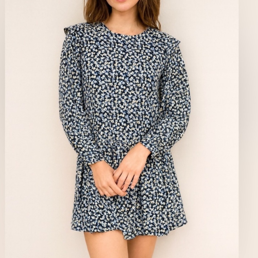 Primark Cares Black Floral Long Sleeve Mini Dress‎ - Size M